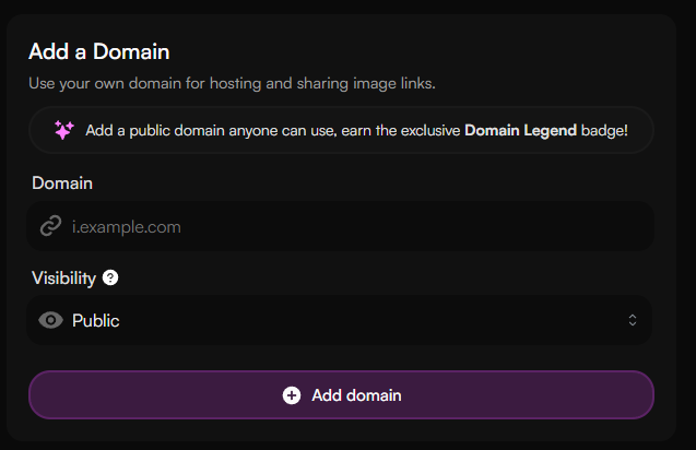 Add domain modal