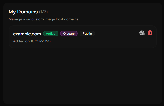 My domains list