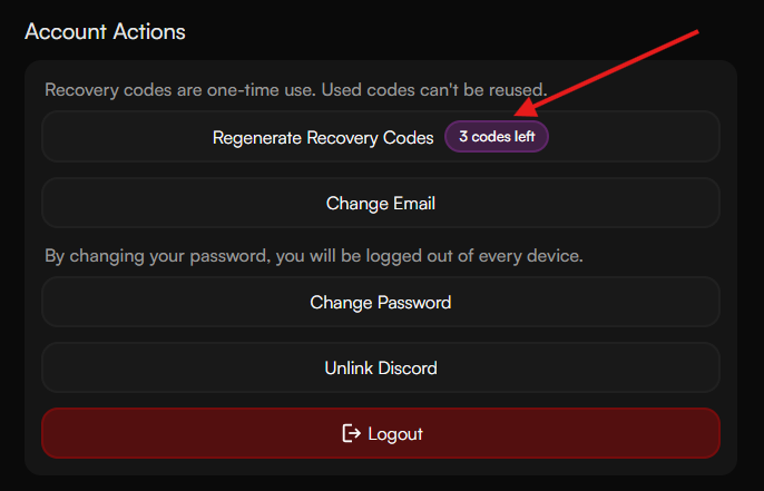 Regenerate 2FA Recovery Codes