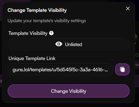 Unlisted Template Visibility